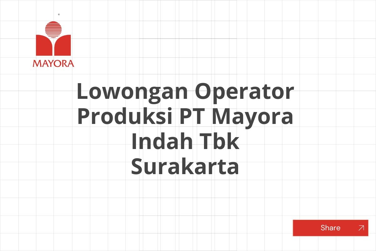 Lowongan Operator Produksi PT Mayora Indah Tbk Surakarta