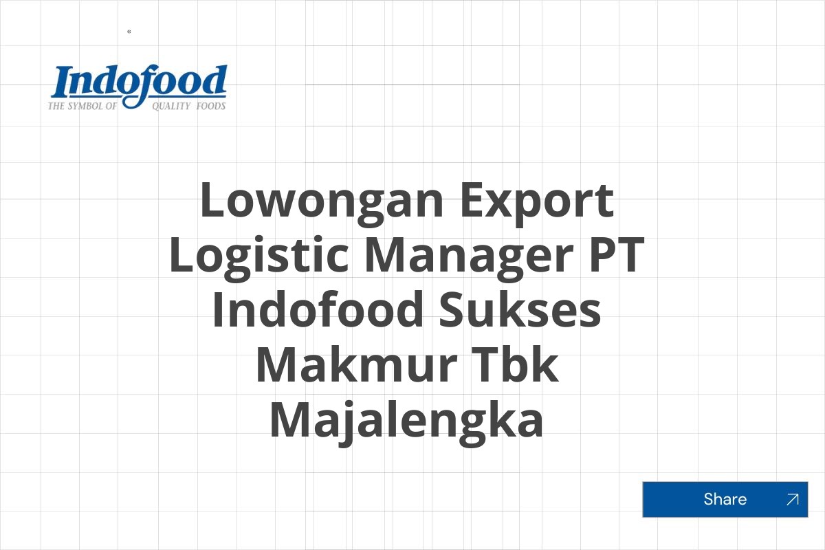 Lowongan Export Logistic Manager PT Indofood Sukses Makmur Tbk Majalengka